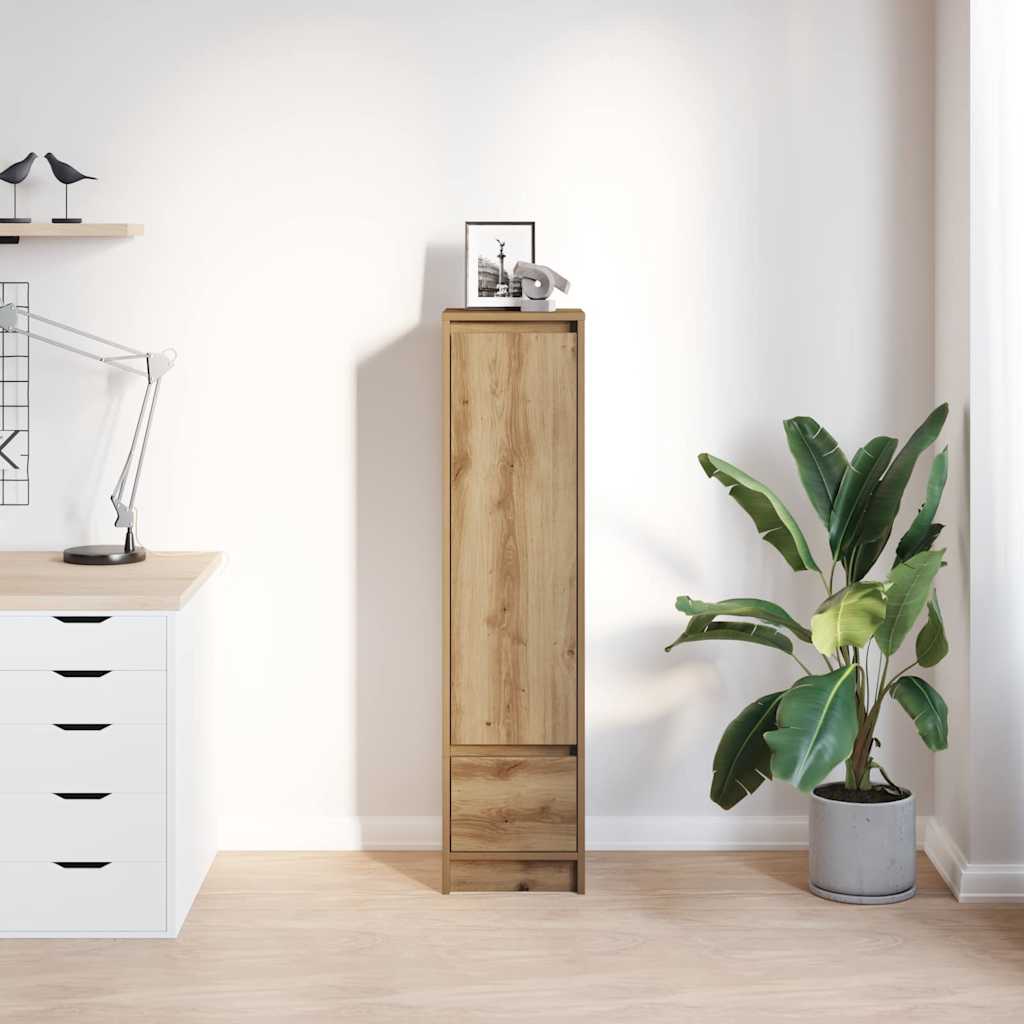 Buffet haut chêne artisanal 29,5x34x119,5 cm bois d'ingénierie - XIOS