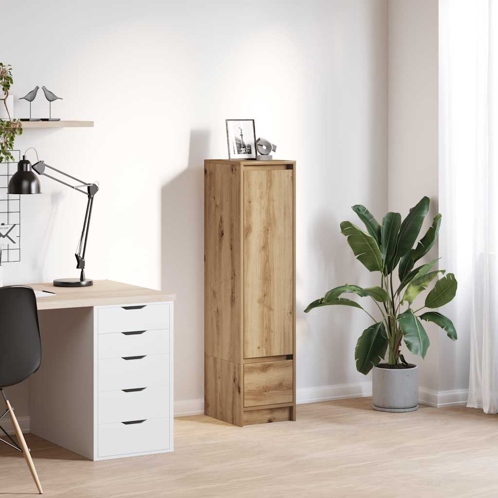Buffet haut chêne artisanal 29,5x34x119,5 cm bois d'ingénierie - XIOS