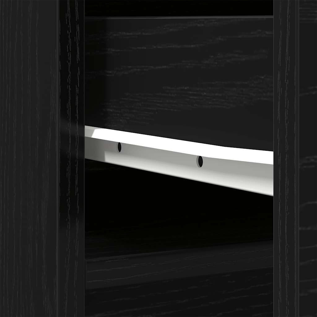 Buffet haut chêne noir 37,5x35x180 cm bois d'ingénierie - XIOS
