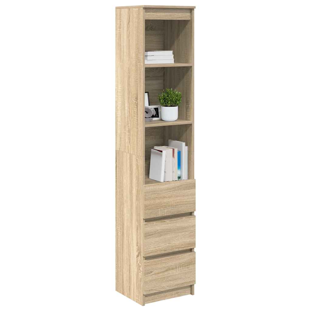 Buffet haut chêne sonoma 37,5x35x180 cm bois d'ingénierie - XIOS
