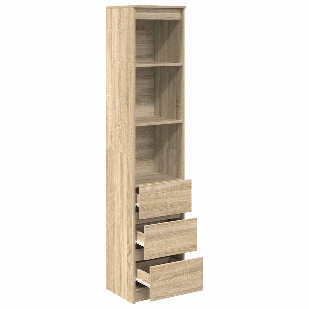Buffet haut chêne sonoma 37,5x35x180 cm bois d'ingénierie - XIOS