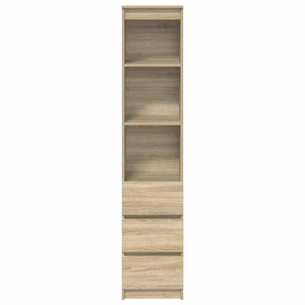 Buffet haut chêne sonoma 37,5x35x180 cm bois d'ingénierie - XIOS