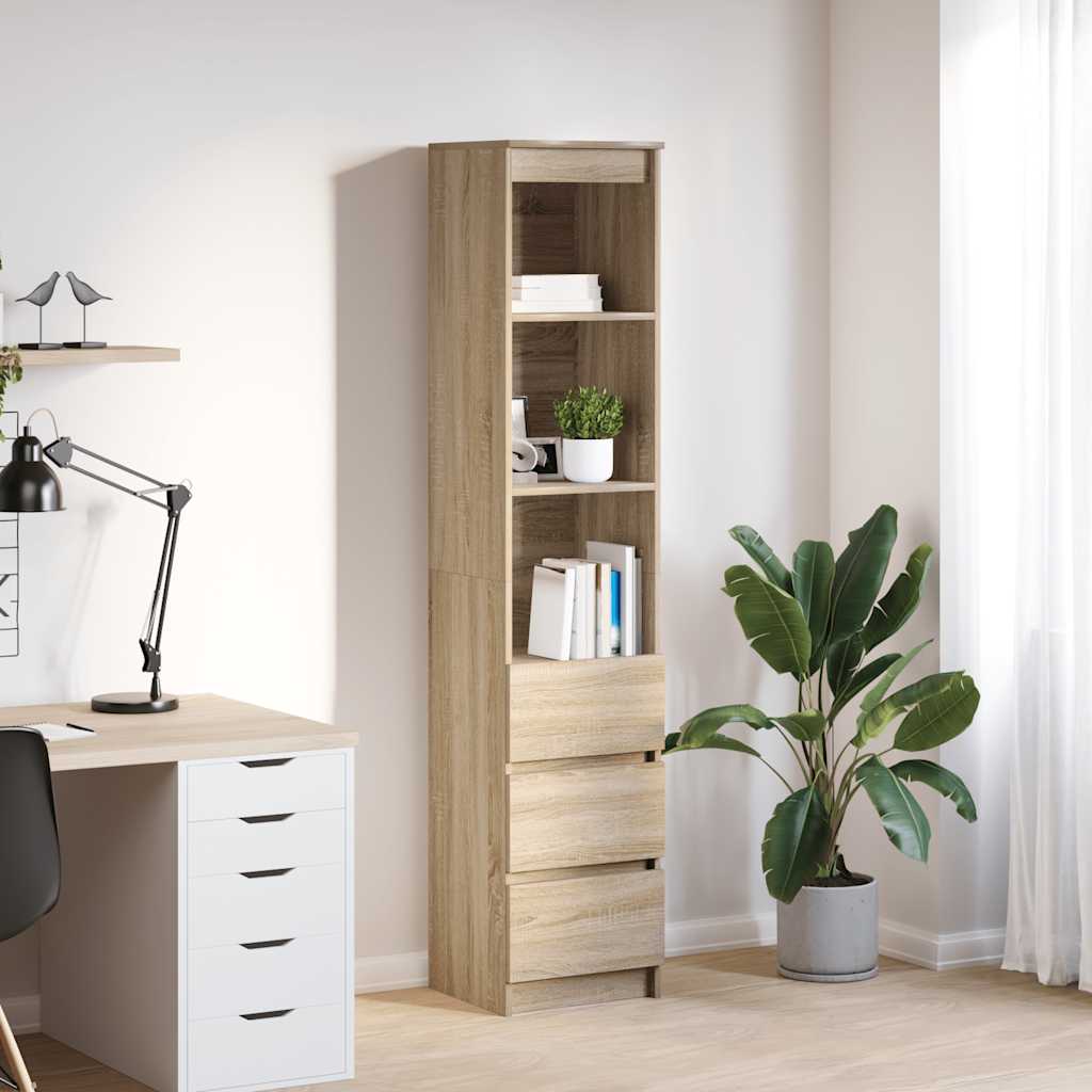 Buffet haut chêne sonoma 37,5x35x180 cm bois d'ingénierie - XIOS