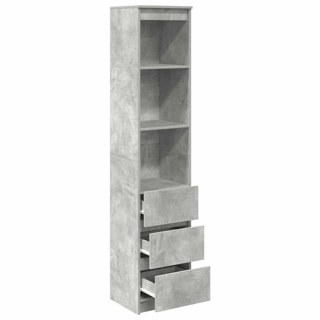 Buffet haut gris béton 37,5x35x180 cm bois d'ingénierie - XIOS