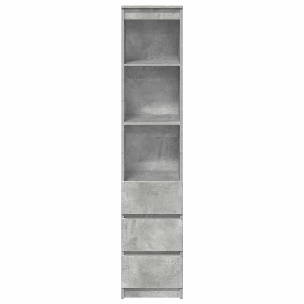 Buffet haut gris béton 37,5x35x180 cm bois d'ingénierie - XIOS
