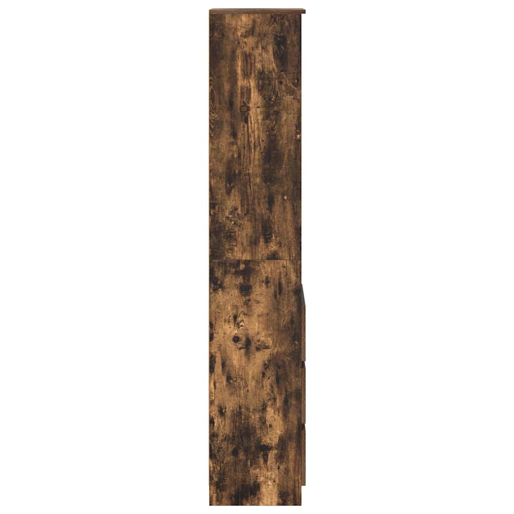 Buffet haut chêne fumé 37,5x35x180 cm bois d'ingénierie - XIOS