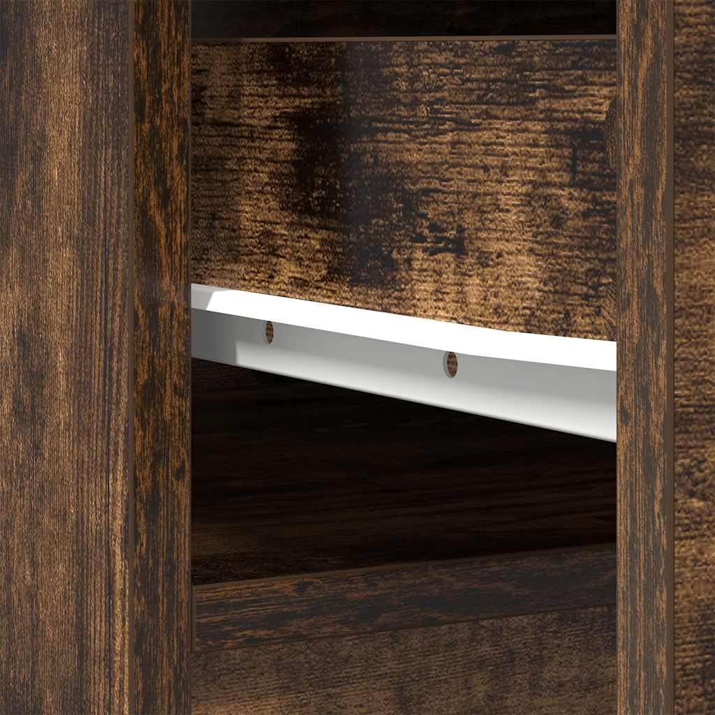Buffet haut chêne fumé 37,5x35x180 cm bois d'ingénierie - XIOS