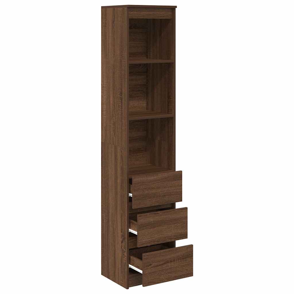 Buffet haut chêne marron 37,5x35x180 cm bois d'ingénierie - XIOS