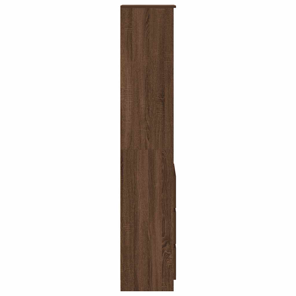 Buffet haut chêne marron 37,5x35x180 cm bois d'ingénierie - XIOS