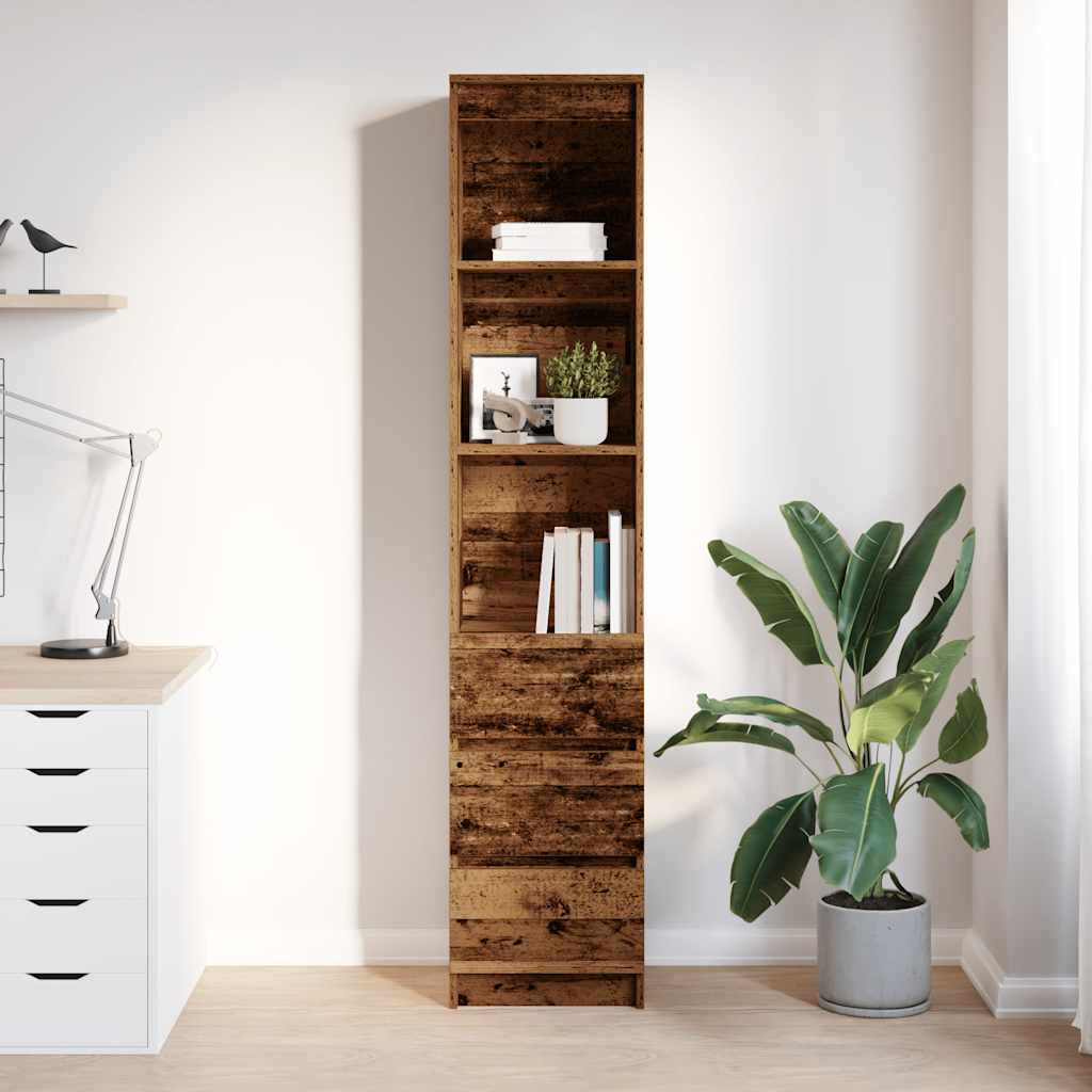 Buffet haut 37,5x35x180 cm vieux bois bois d'ingénierie - XIOS