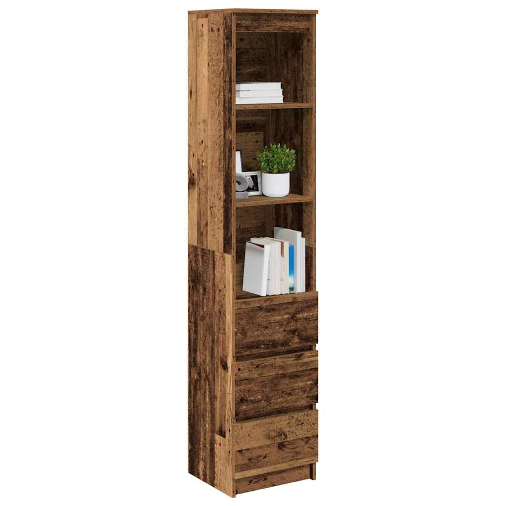 Buffet haut 37,5x35x180 cm vieux bois bois d'ingénierie - XIOS