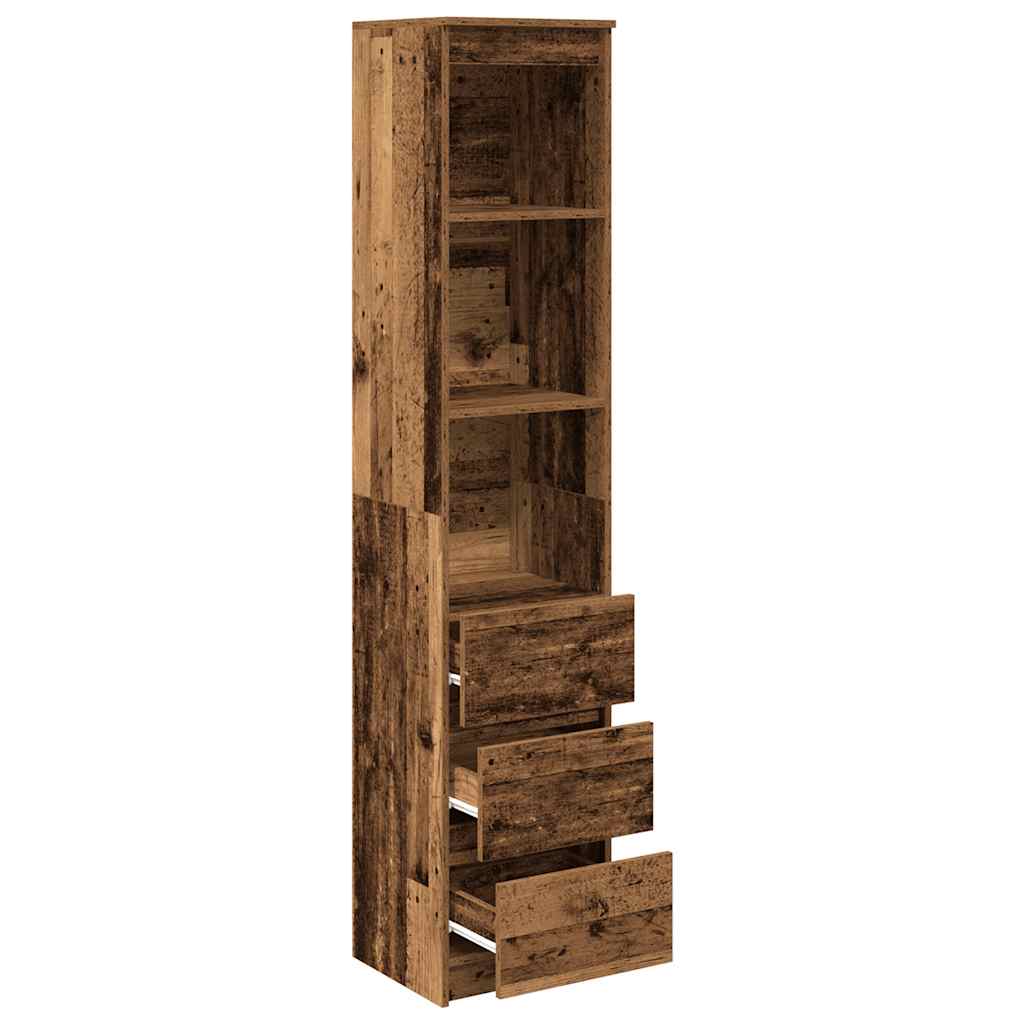Buffet haut 37,5x35x180 cm vieux bois bois d'ingénierie - XIOS