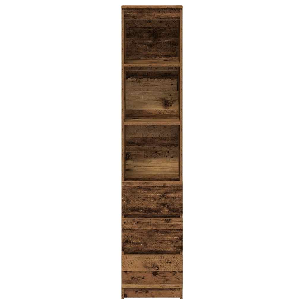 Buffet haut 37,5x35x180 cm vieux bois bois d'ingénierie - XIOS