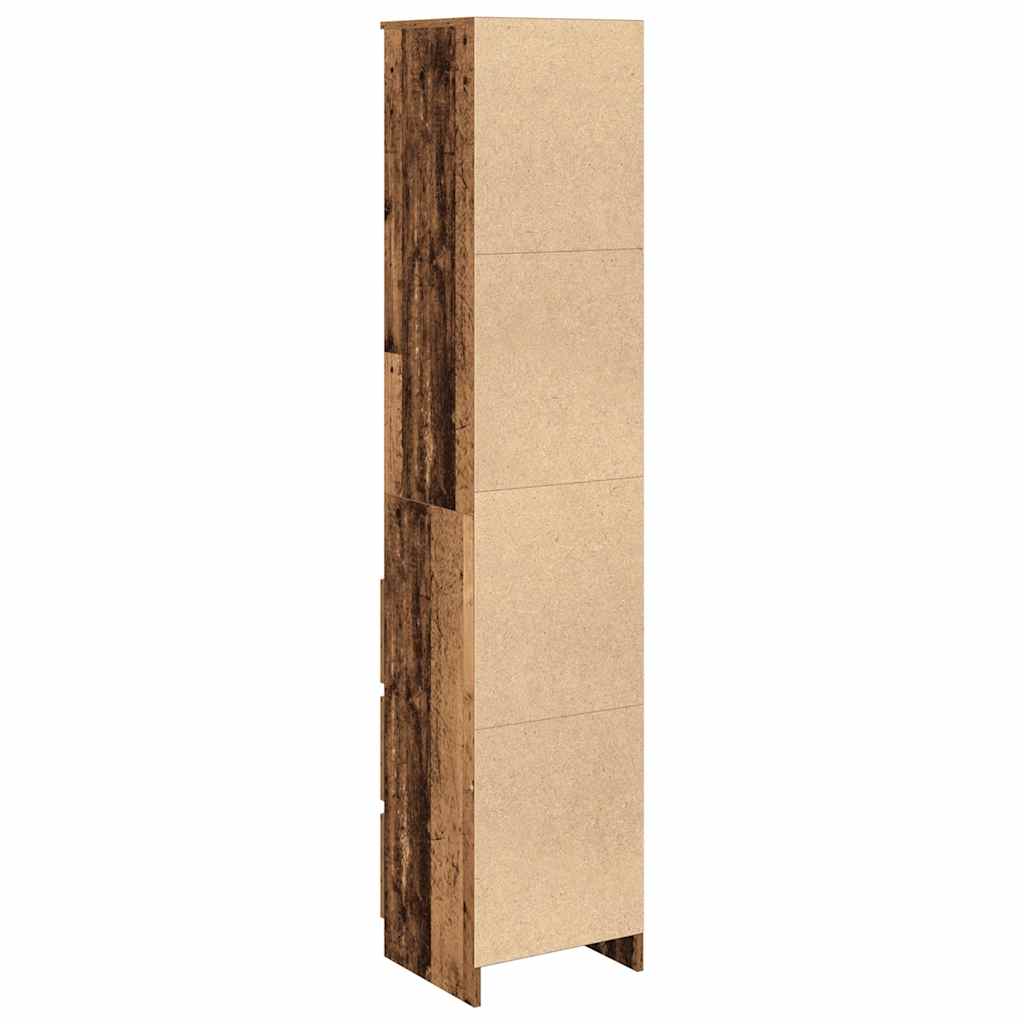 Buffet haut 37,5x35x180 cm vieux bois bois d'ingénierie - XIOS
