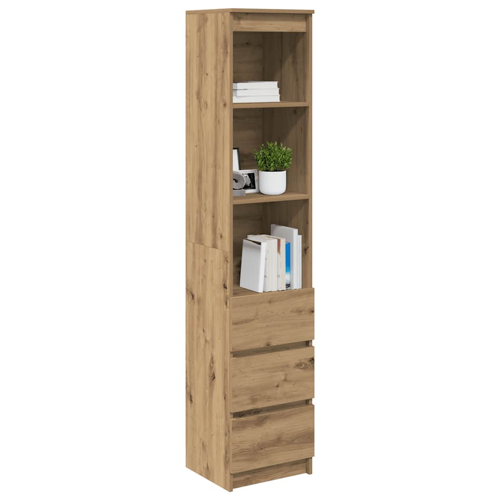 Buffet haut chêne artisanal 37,5x35x180 cm bois d'ingénierie - XIOS