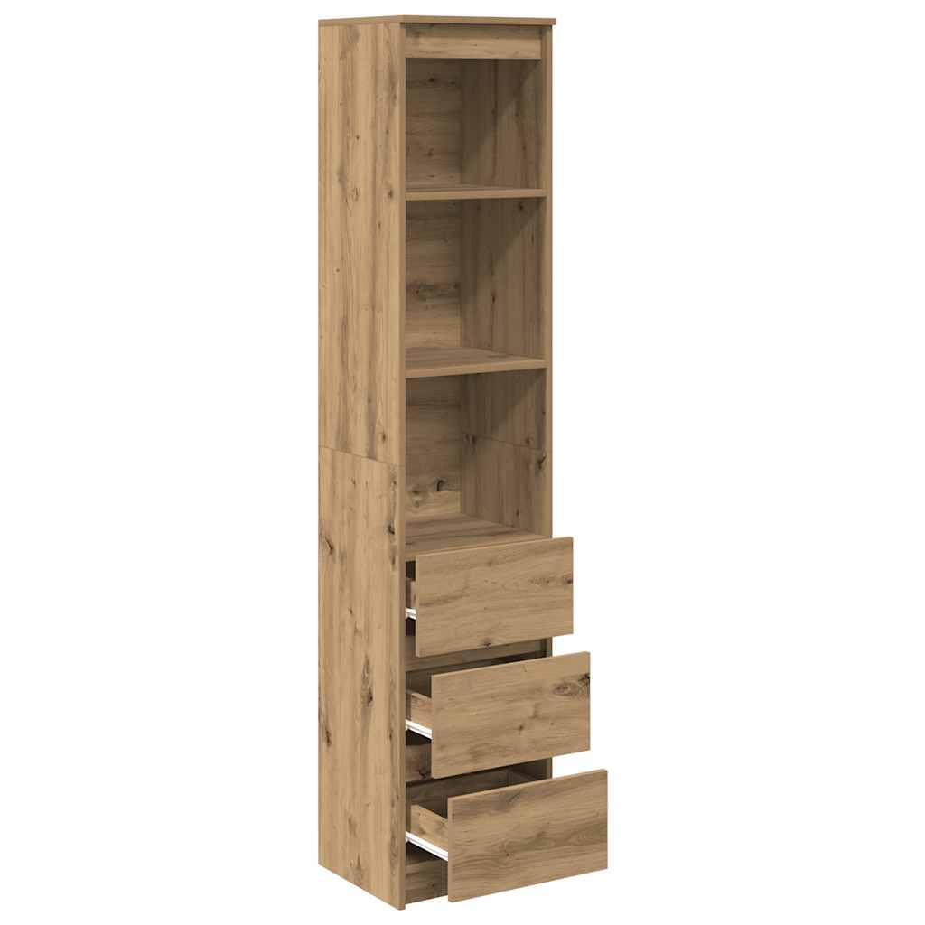 Buffet haut chêne artisanal 37,5x35x180 cm bois d'ingénierie - XIOS