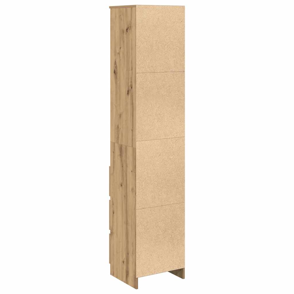 Buffet haut chêne artisanal 37,5x35x180 cm bois d'ingénierie - XIOS