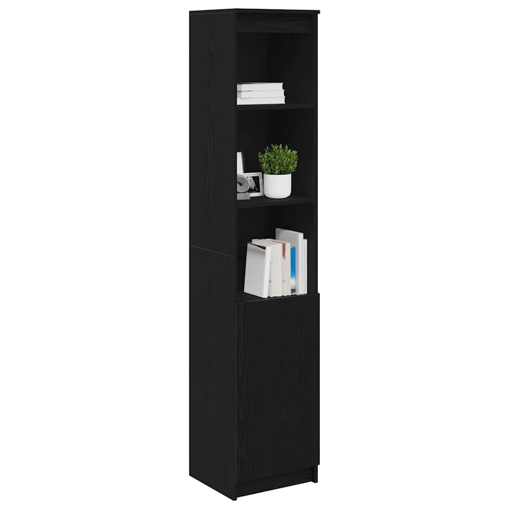 Buffet haut chêne noir 37,5x35x180 cm bois d'ingénierie - XIOS
