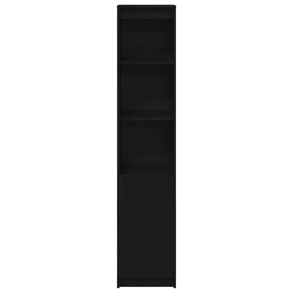 Buffet haut chêne noir 37,5x35x180 cm bois d'ingénierie - XIOS