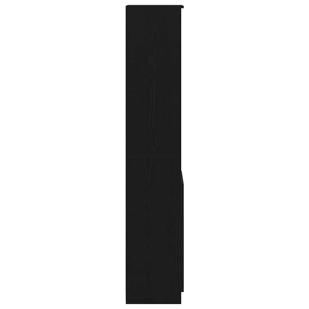 Buffet haut chêne noir 37,5x35x180 cm bois d'ingénierie - XIOS