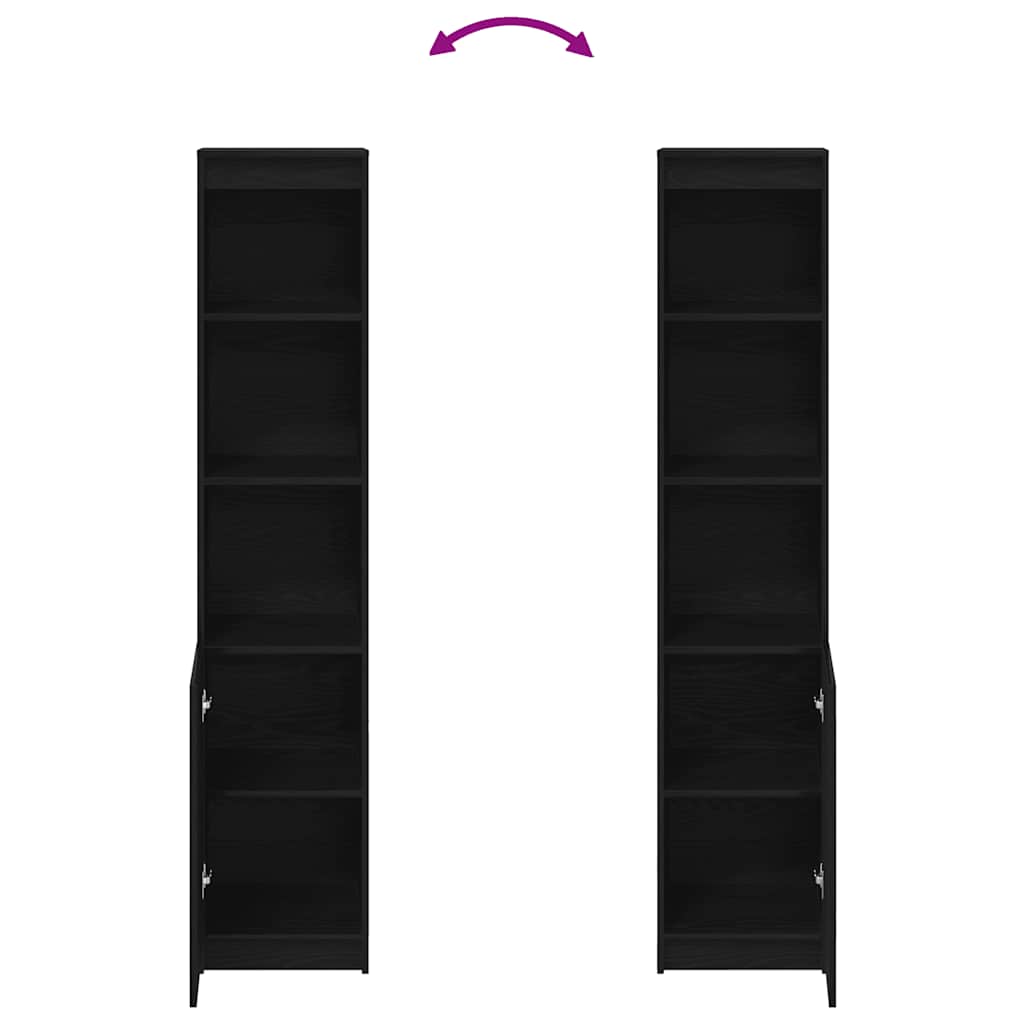 Buffet haut chêne noir 37,5x35x180 cm bois d'ingénierie - XIOS