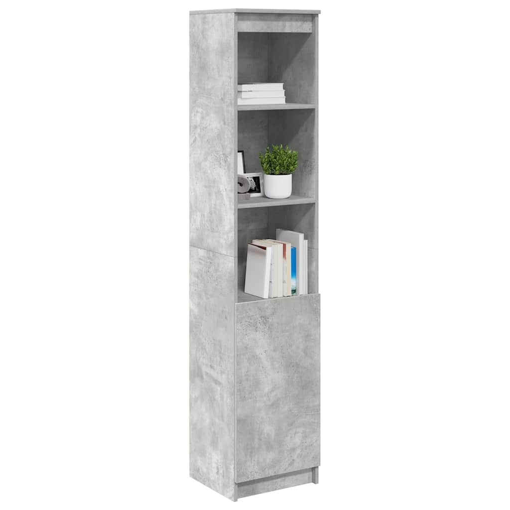 Buffet haut gris béton 37,5x35x180 cm bois d'ingénierie - XIOS