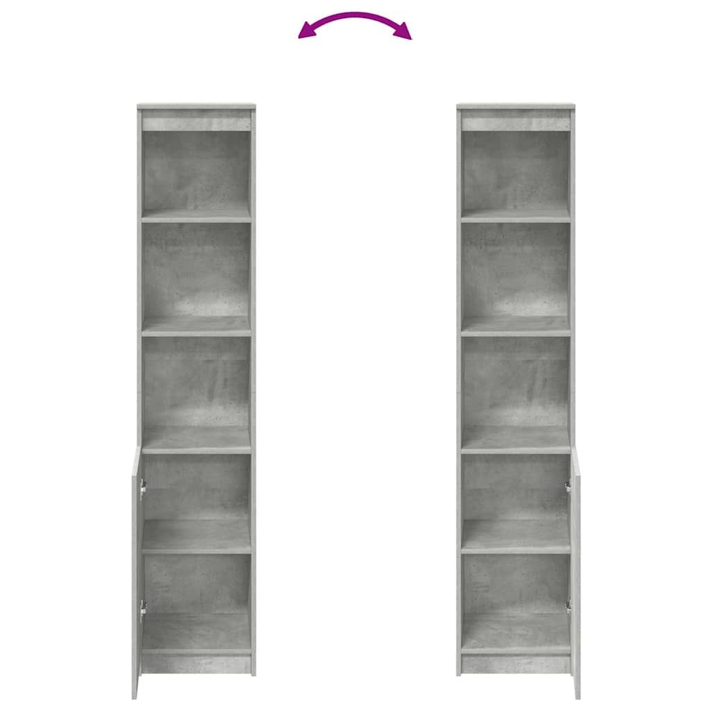 Buffet haut gris béton 37,5x35x180 cm bois d'ingénierie - XIOS