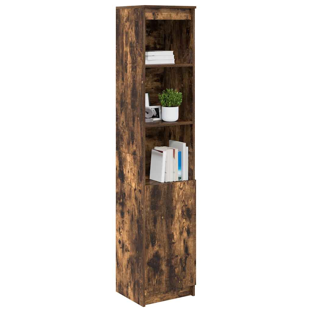 Buffet haut chêne fumé 37,5x35x180 cm bois d'ingénierie - XIOS