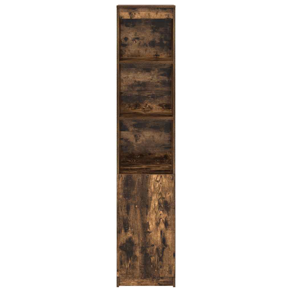 Buffet haut chêne fumé 37,5x35x180 cm bois d'ingénierie - XIOS
