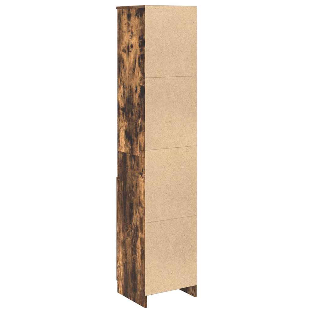 Buffet haut chêne fumé 37,5x35x180 cm bois d'ingénierie - XIOS