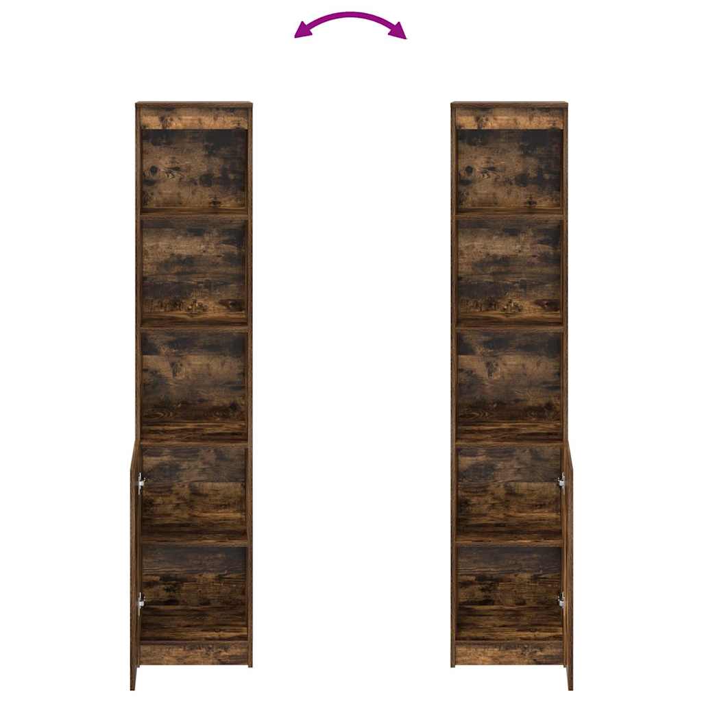 Buffet haut chêne fumé 37,5x35x180 cm bois d'ingénierie - XIOS