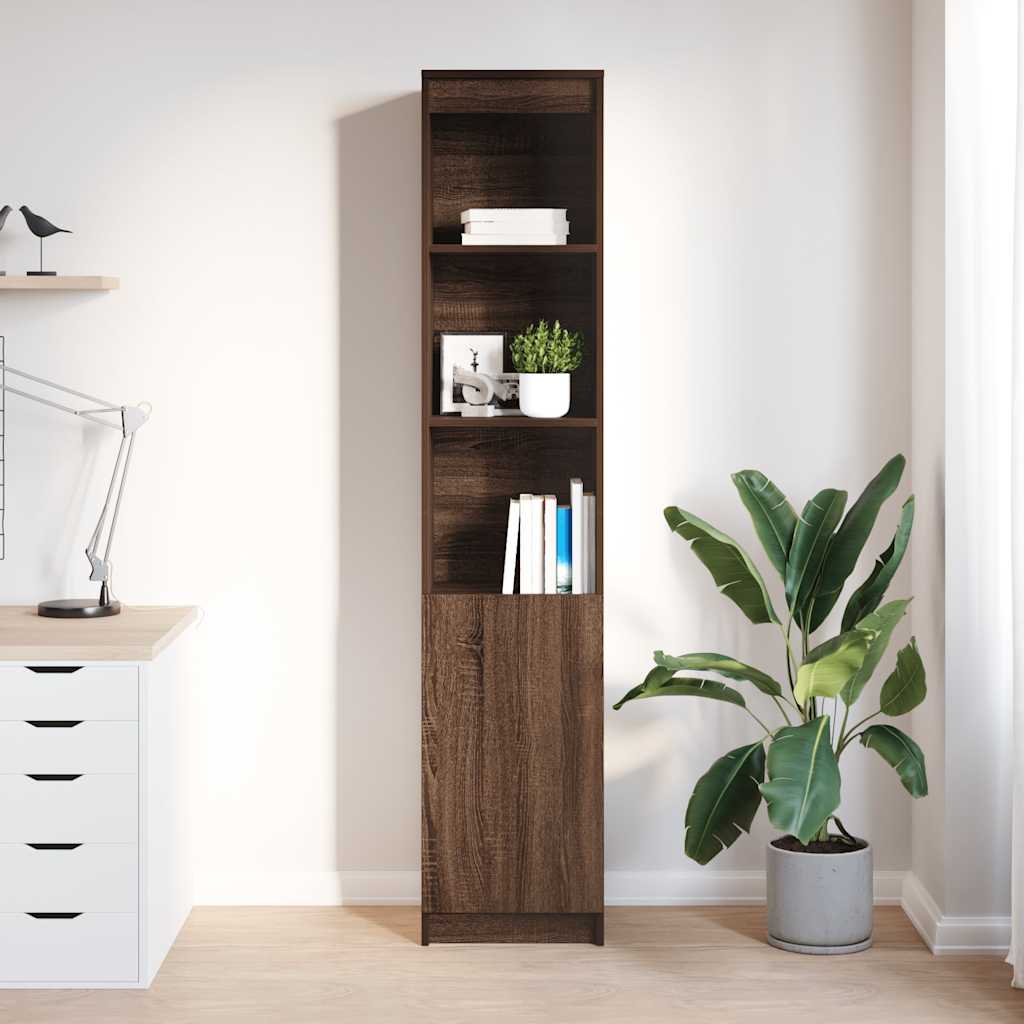 Buffet haut chêne marron 37,5x35x180 cm bois d'ingénierie - XIOS