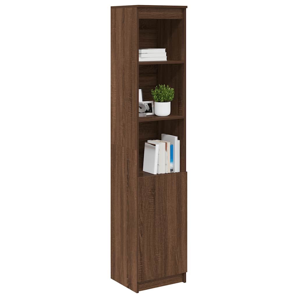 Buffet haut chêne marron 37,5x35x180 cm bois d'ingénierie - XIOS