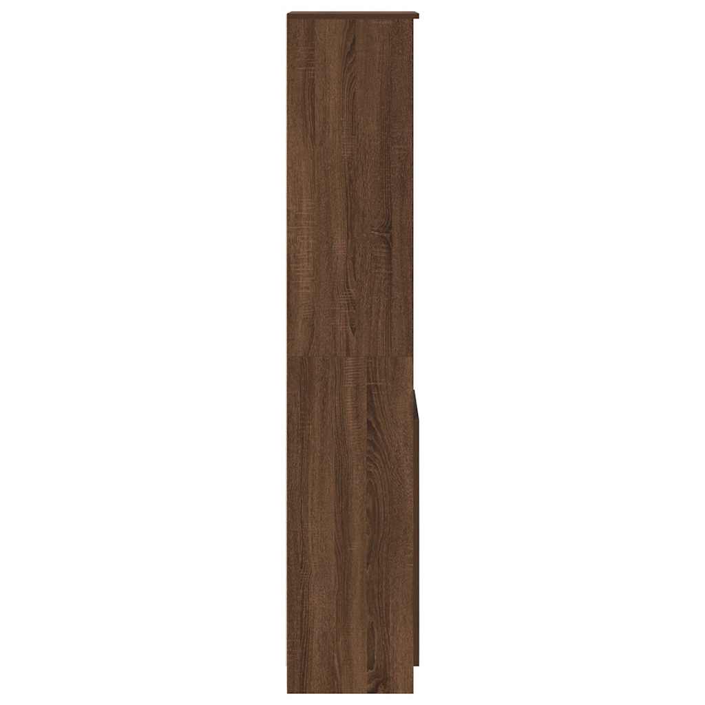 Buffet haut chêne marron 37,5x35x180 cm bois d'ingénierie - XIOS
