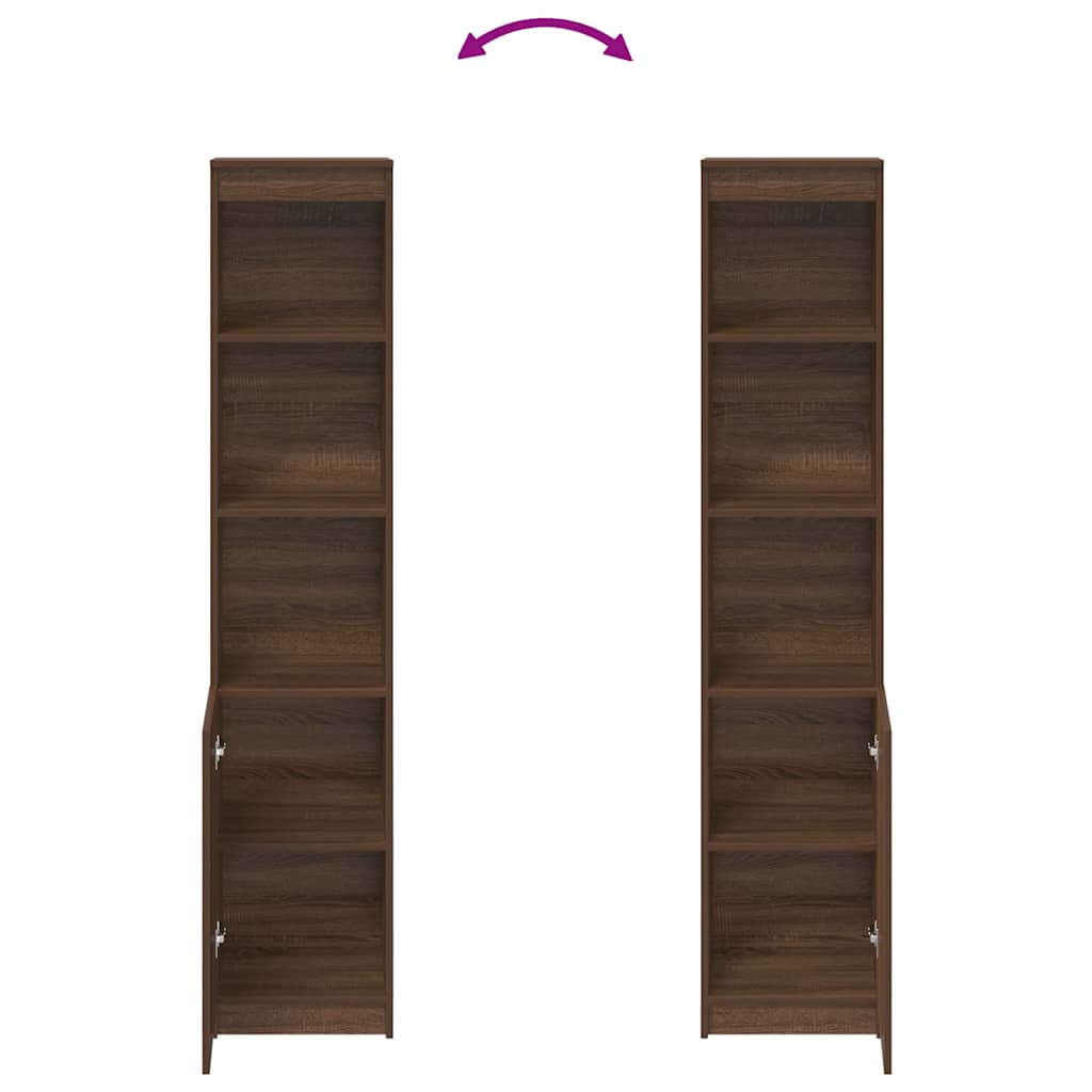 Buffet haut chêne marron 37,5x35x180 cm bois d'ingénierie - XIOS