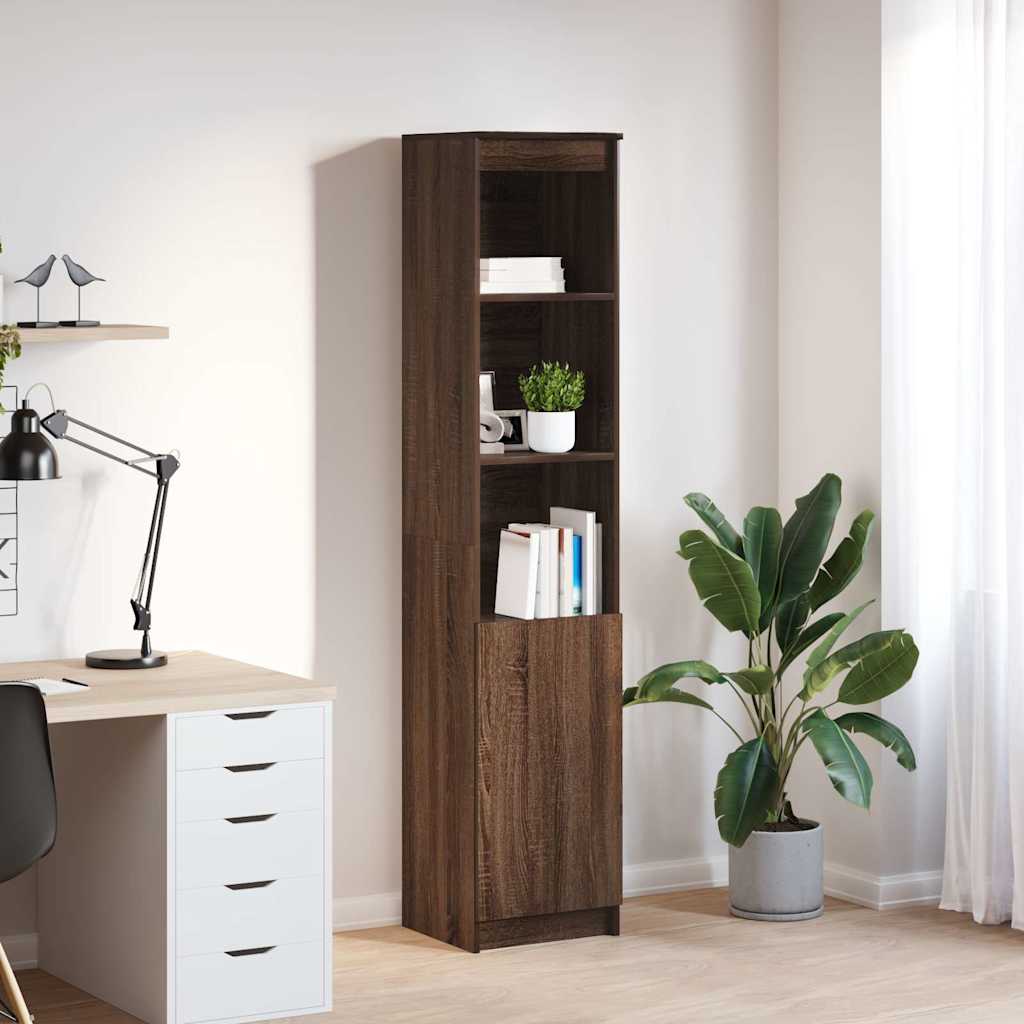 Buffet haut chêne marron 37,5x35x180 cm bois d'ingénierie - XIOS