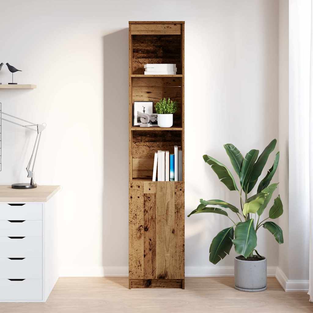 Buffet haut 37,5x35x180 cm vieux bois bois d'ingénierie - XIOS