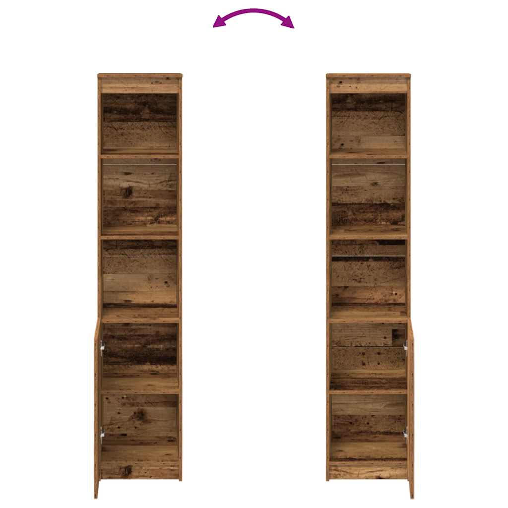 Buffet haut 37,5x35x180 cm vieux bois bois d'ingénierie - XIOS