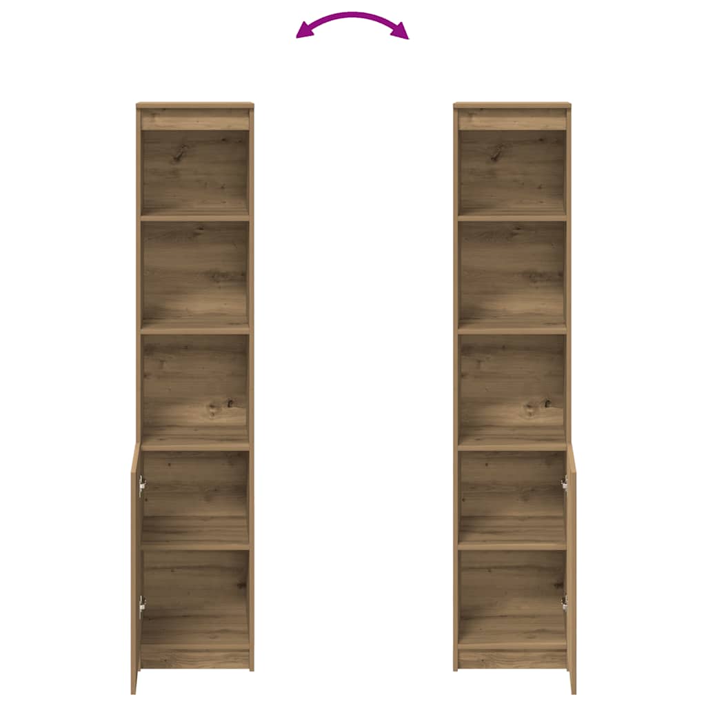 Buffet haut chêne artisanal 37,5x35x180 cm bois d'ingénierie - XIOS