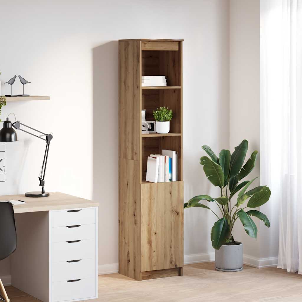 Buffet haut chêne artisanal 37,5x35x180 cm bois d'ingénierie - XIOS