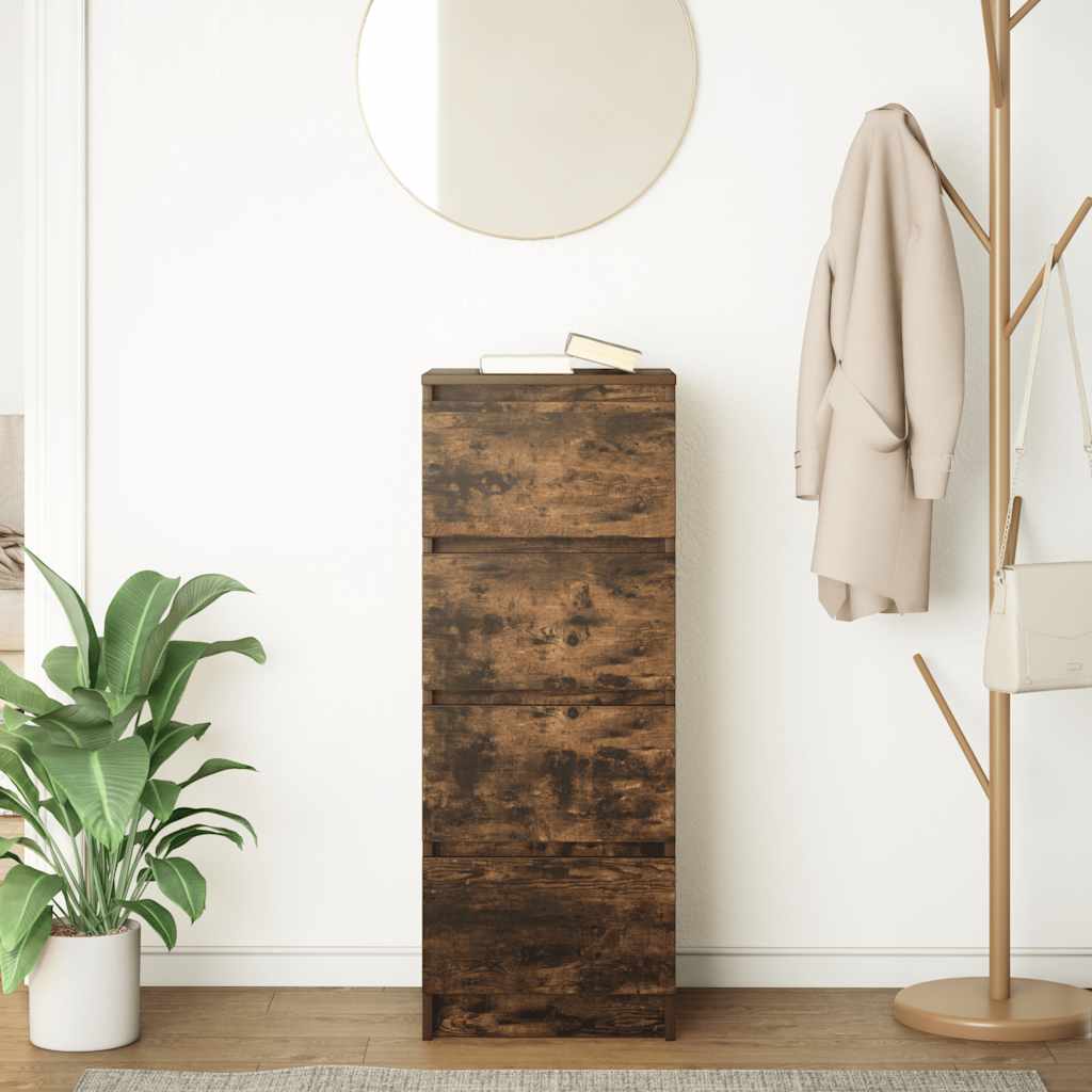 Buffet chêne fumé 37,5x35x99 cm bois d'ingénierie - XIOS