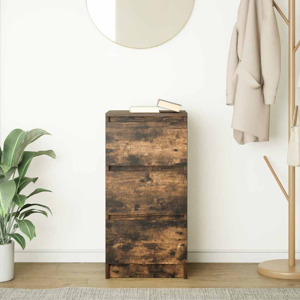 Buffet chêne fumé 37,5x35x76 cm bois d'ingénierie - XIOS