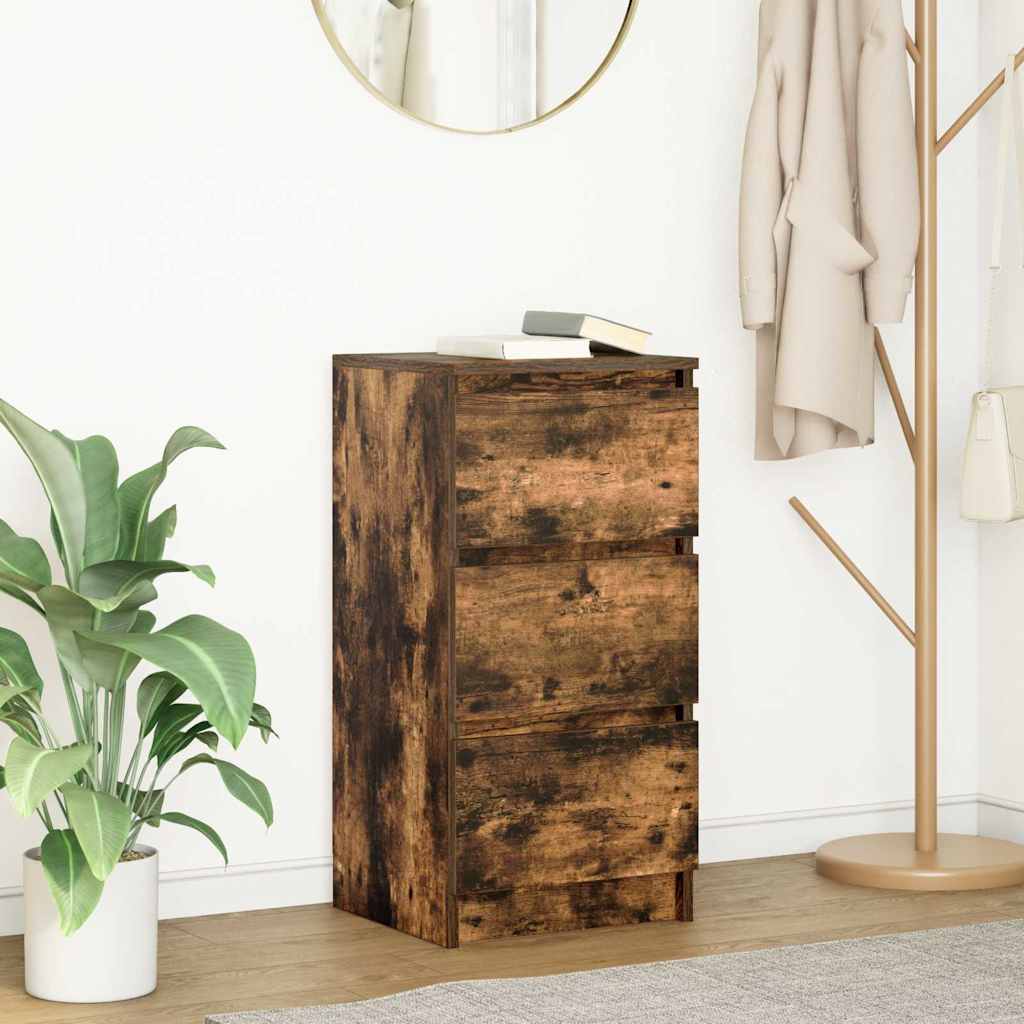 Buffet chêne fumé 37,5x35x76 cm bois d'ingénierie - XIOS