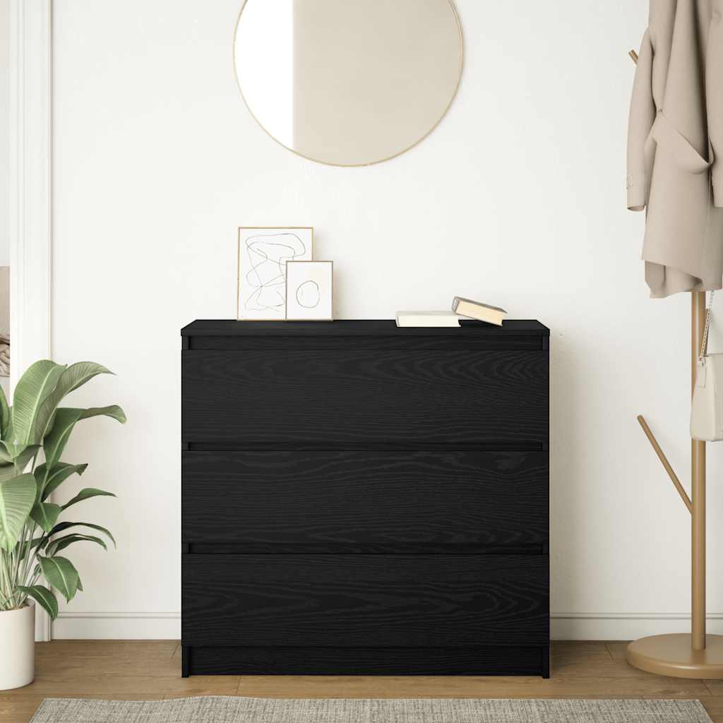 Buffet chêne noir 80x35x76 cm bois d'ingénierie - XIOS