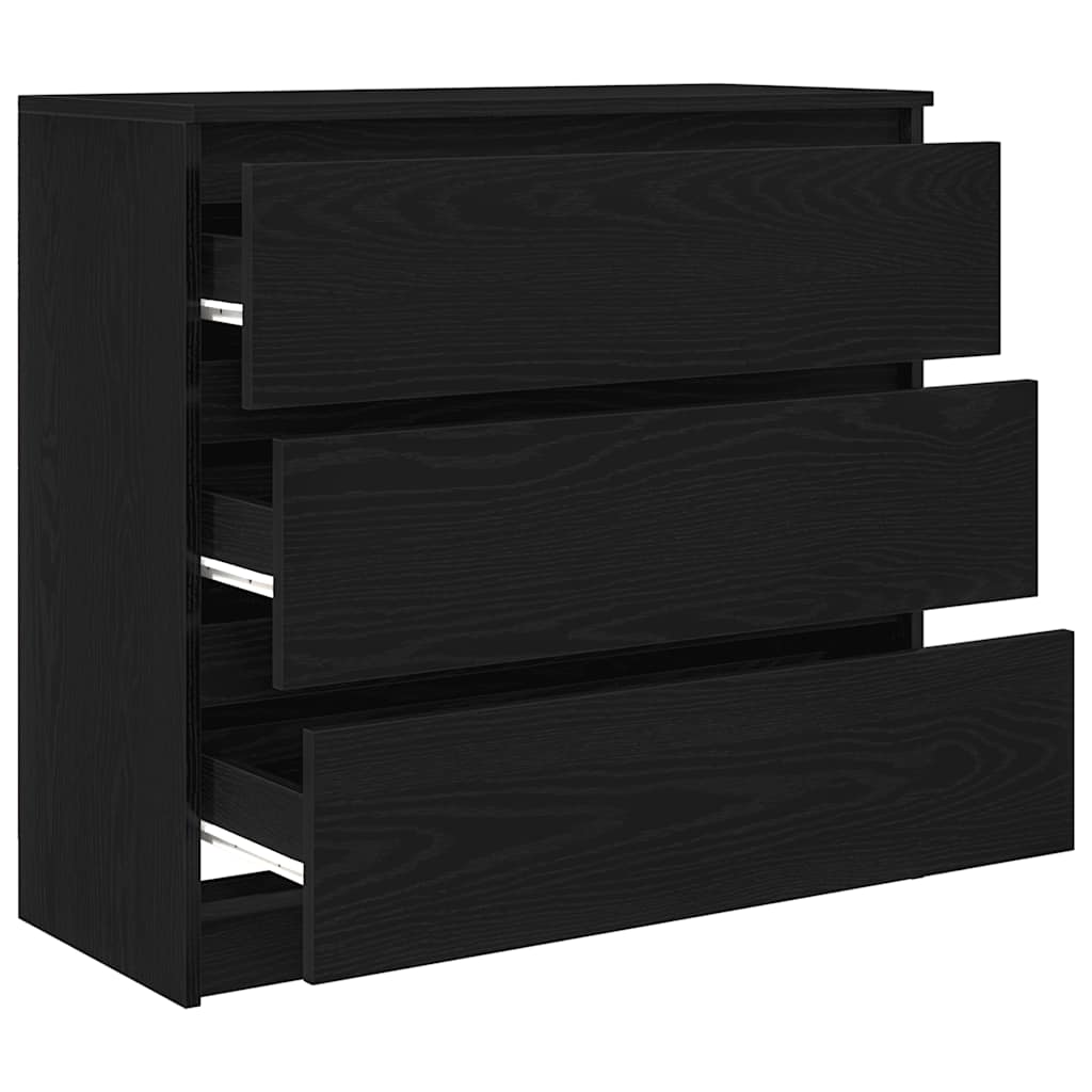 Buffet chêne noir 80x35x76 cm bois d'ingénierie - XIOS