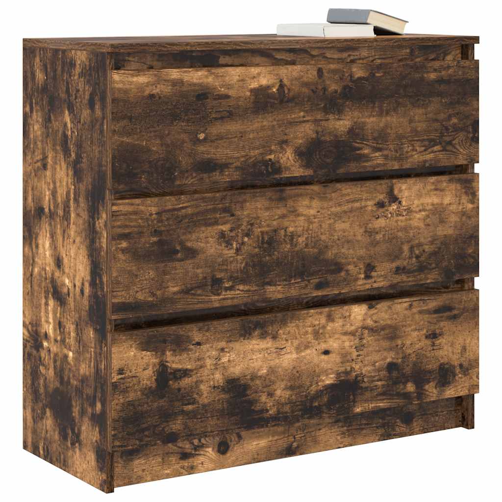 Buffet chêne fumé 80x35x76 cm bois d'ingénierie