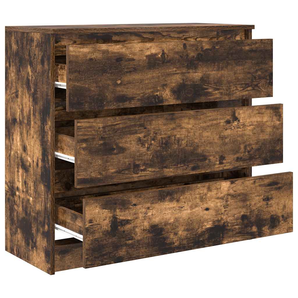 Buffet chêne fumé 80x35x76 cm bois d'ingénierie