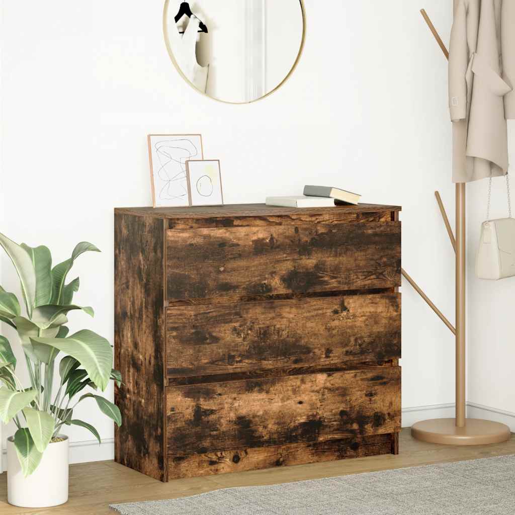 Buffet chêne fumé 80x35x76 cm bois d'ingénierie
