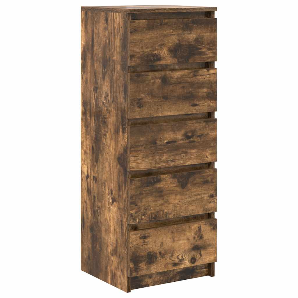 Buffet avec tiroirs chêne fumé 37,5x35x99 cm bois d'ingénierie - XIOS