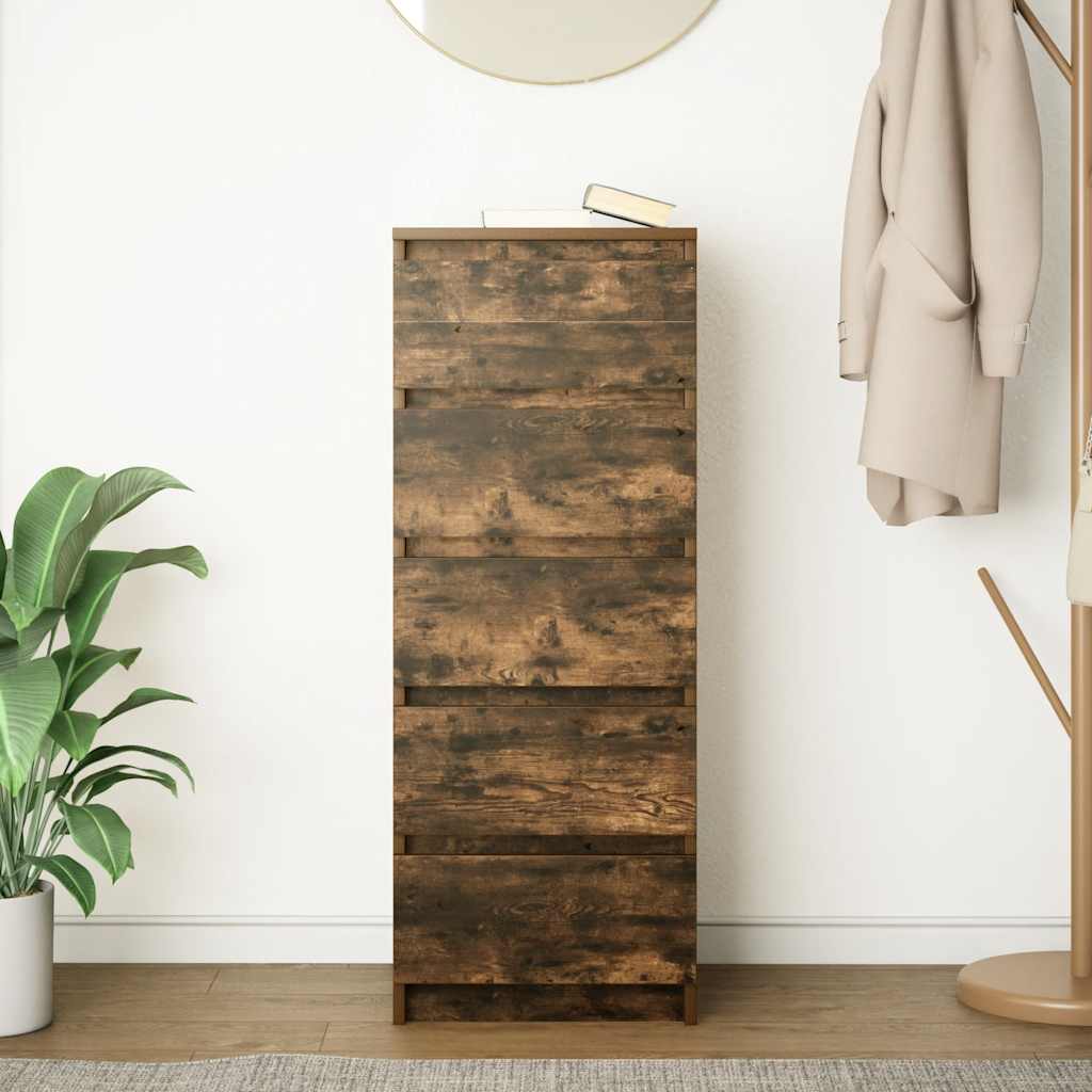 Buffet avec tiroirs chêne fumé 37,5x35x99 cm bois d'ingénierie - XIOS